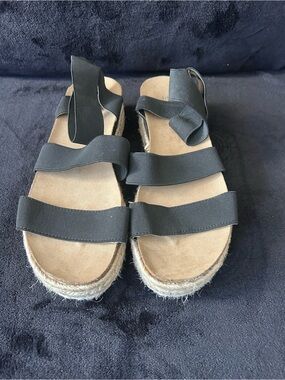 Esprit Black Elastic-Strap Espadrille Sandals